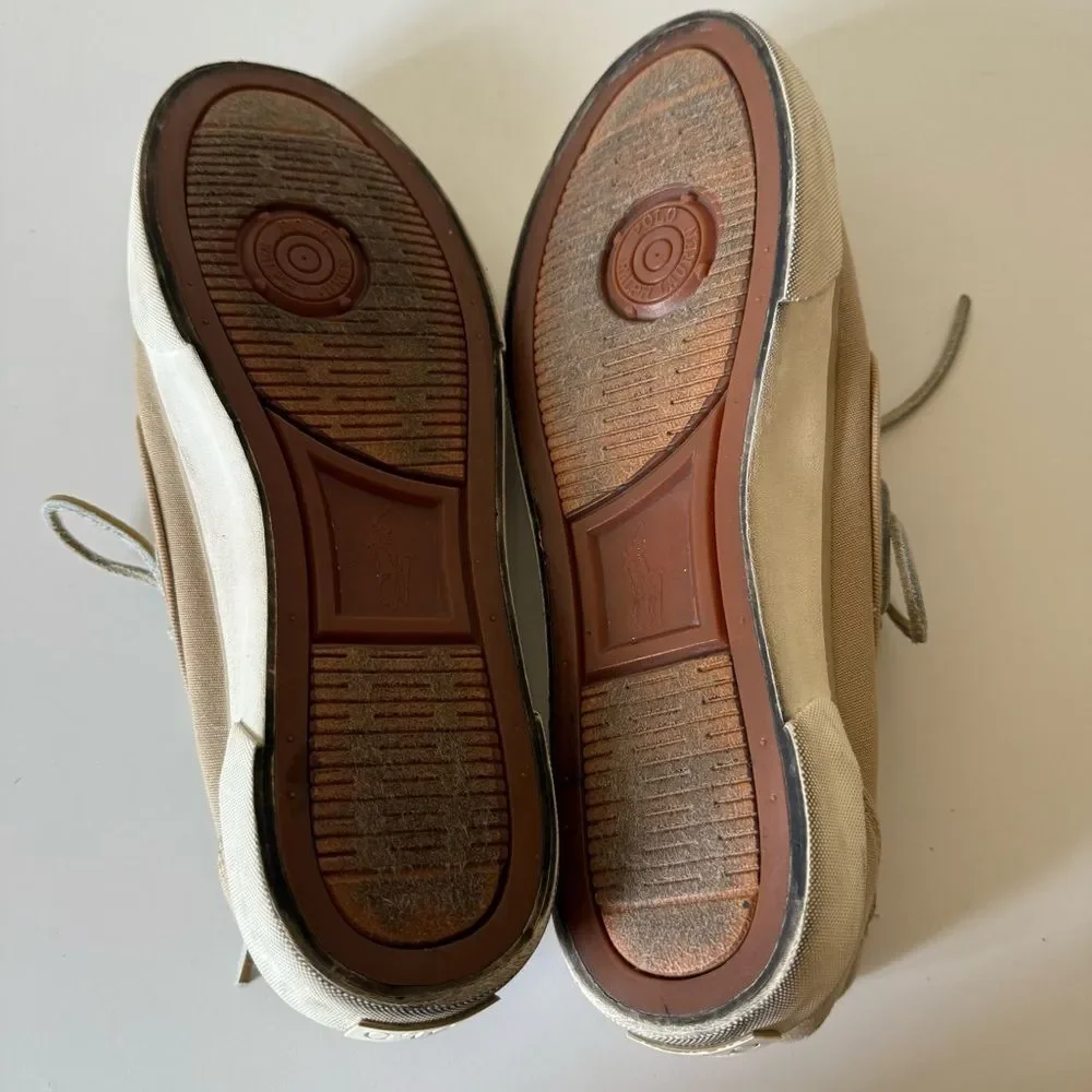 Polo Ralph Lauren Lander P Boat Shoes Mens Canvas Casual Gray Preppy Beach 8.5